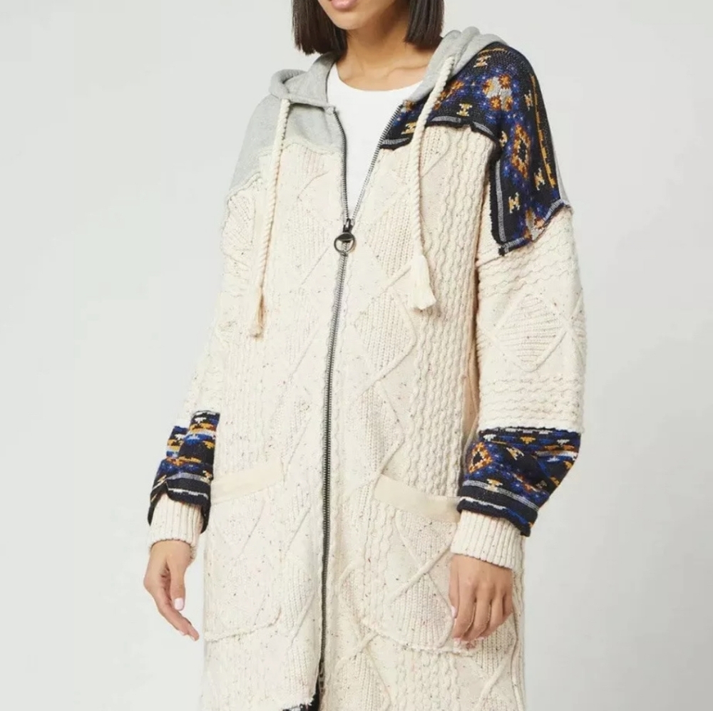 Free People Sweater Coat Capture The Moment Heavy Weight Chunky Knit Sm & Md NWT - Picture 3 of 15
